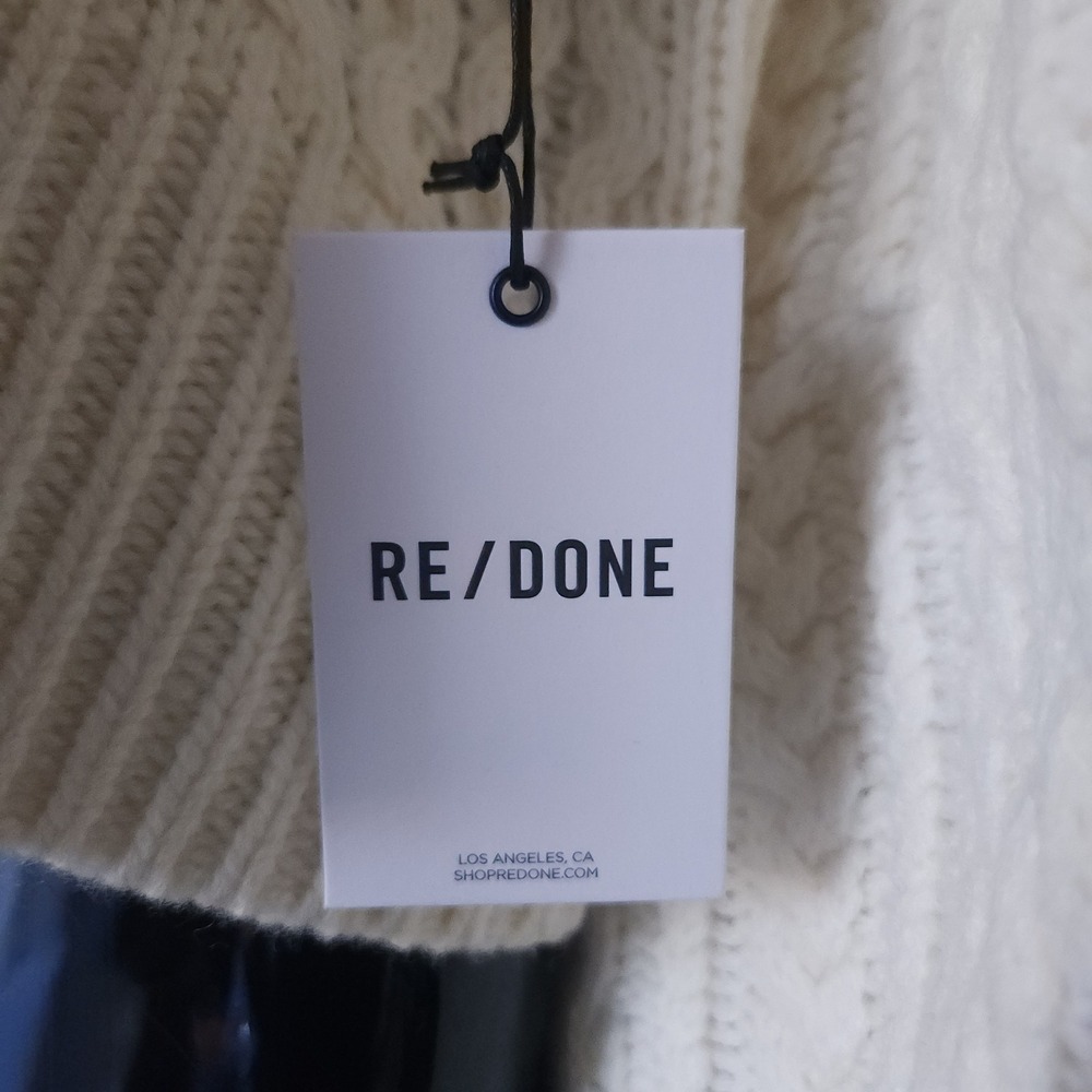 RE/DONE Natural Crewneck Cable Knit Pullover Sweater Medium Preppy Cabin NWT$495 - Picture 10 of 12